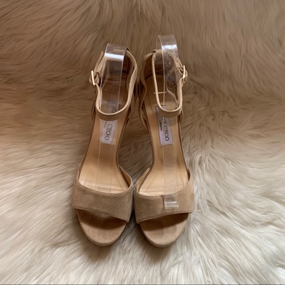 JIMMY CHOO Kayden Suede Patent Heel Platform Heels - Picture 6 of 9